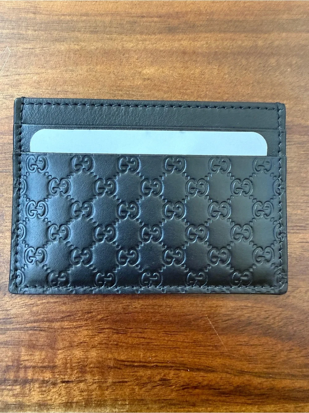 Gucci Black Embossed GG Leather Card Case